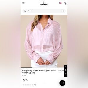 Lulus Pink Chiffon Striped Button-Up Blouse, SIZE MEDIUM